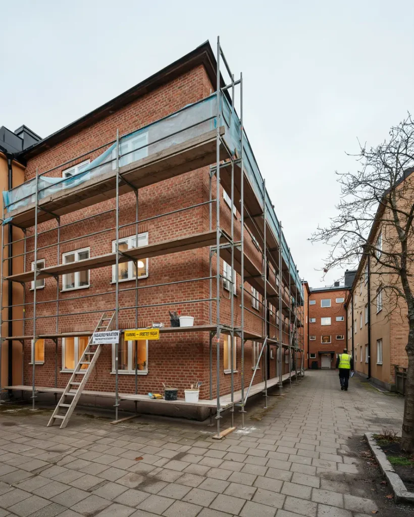 st llningsbyggnation f r omfogning av tegelfasad i rinkeby stockholm